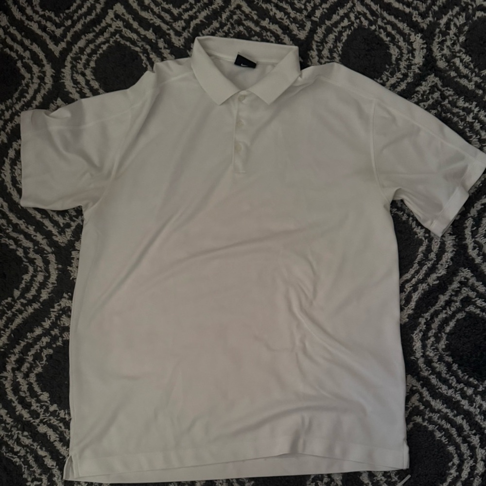 Nike White Men’s Polo Shirt - Short Sleeve Performance Style